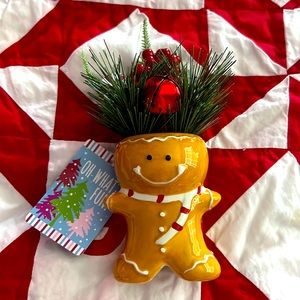Gingerbread faux Christmas planter decoration